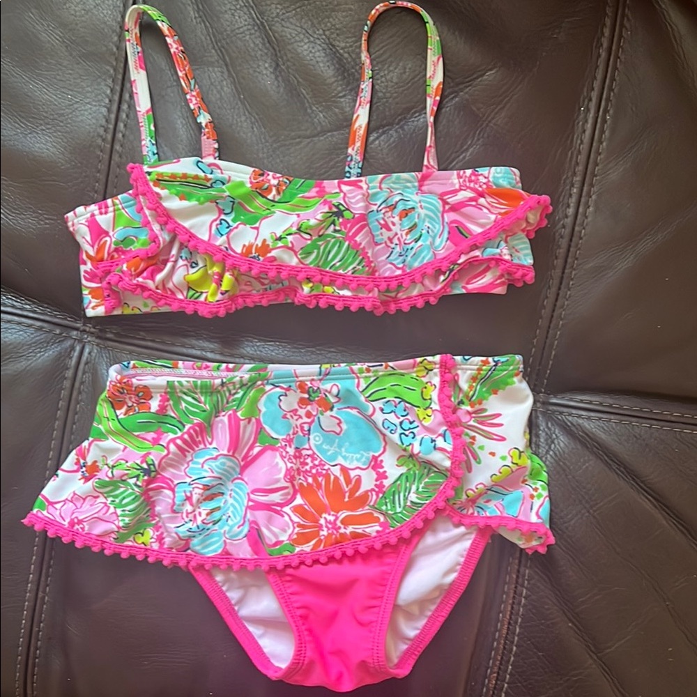 Floral Bikini Set with Pink Accents